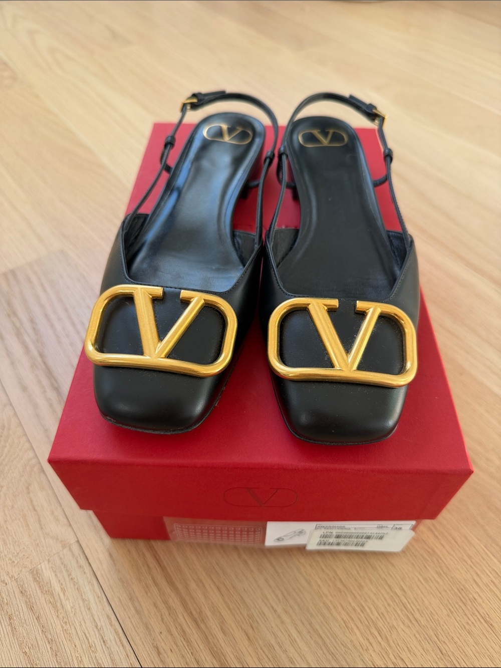 Valentino Garavani Black VLogo Slingback Flats